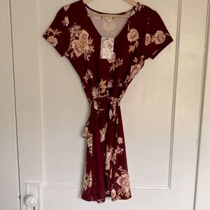 Floral burgundy dress